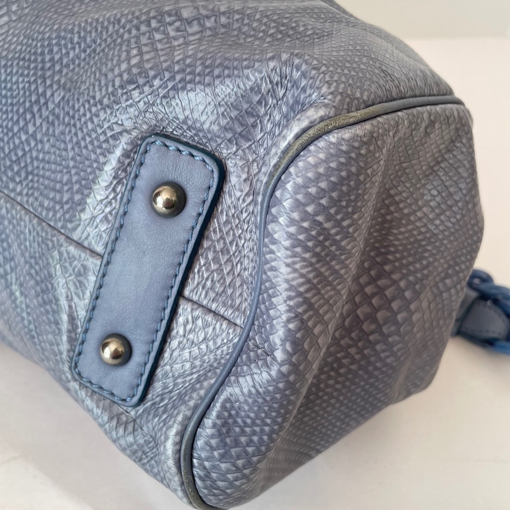 Marc Jacobs Smoke Blue Snakeskin Embossed Stam Resort Hand Bag - Picture 10 of 16